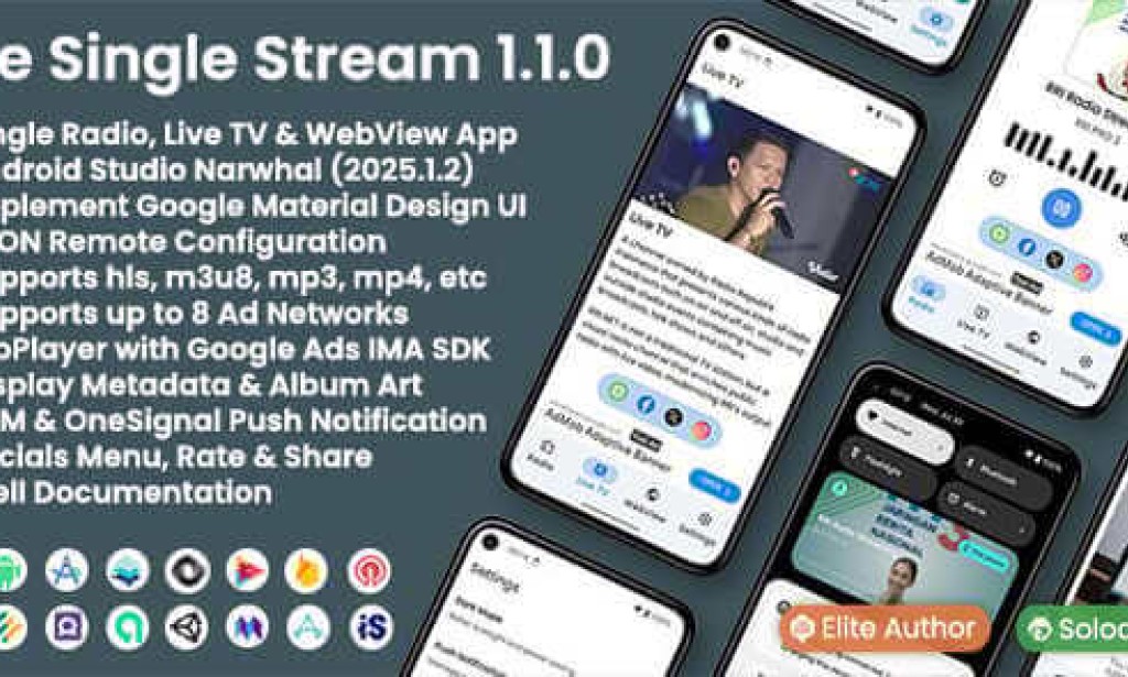 The Single Stream v1.1.0 – Single Radio, Live TV & WebView App Source