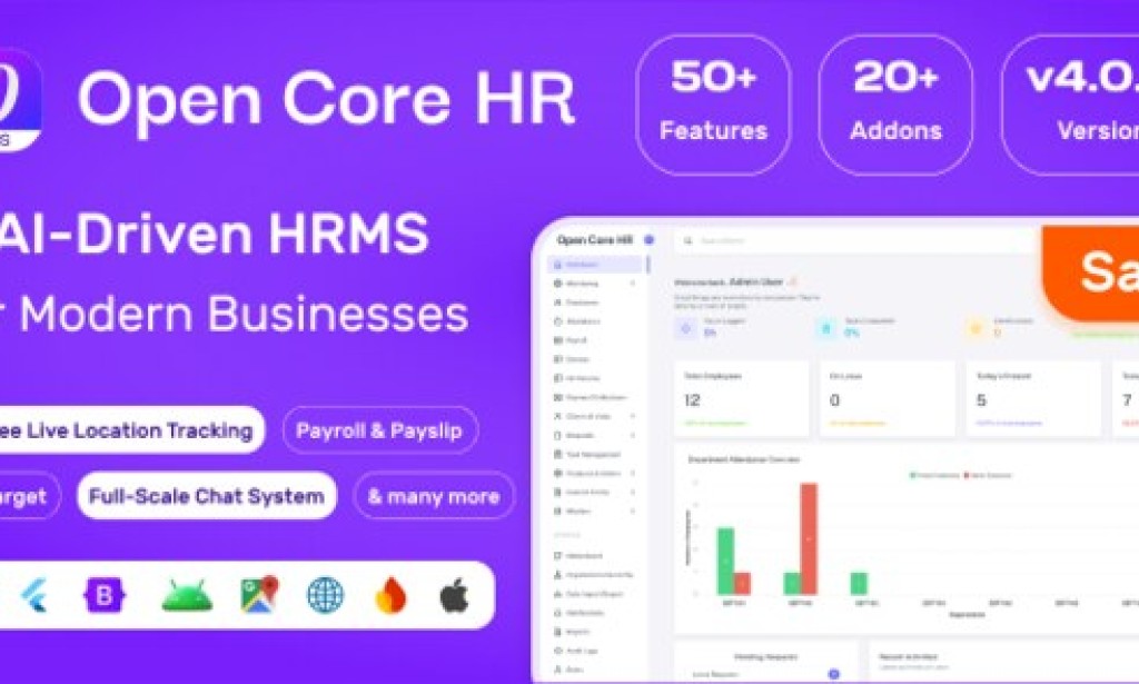 Open Core HR v4.2.1 – Complete SaaS HRMS Platform – AI, GPS Tracking, Attendance & Chat Source