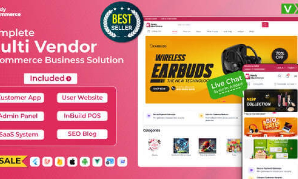 Ready eCommerce v4.0 – Complete Multi Vendor eCommerce Mobile App, Customer Website with Store POS Source