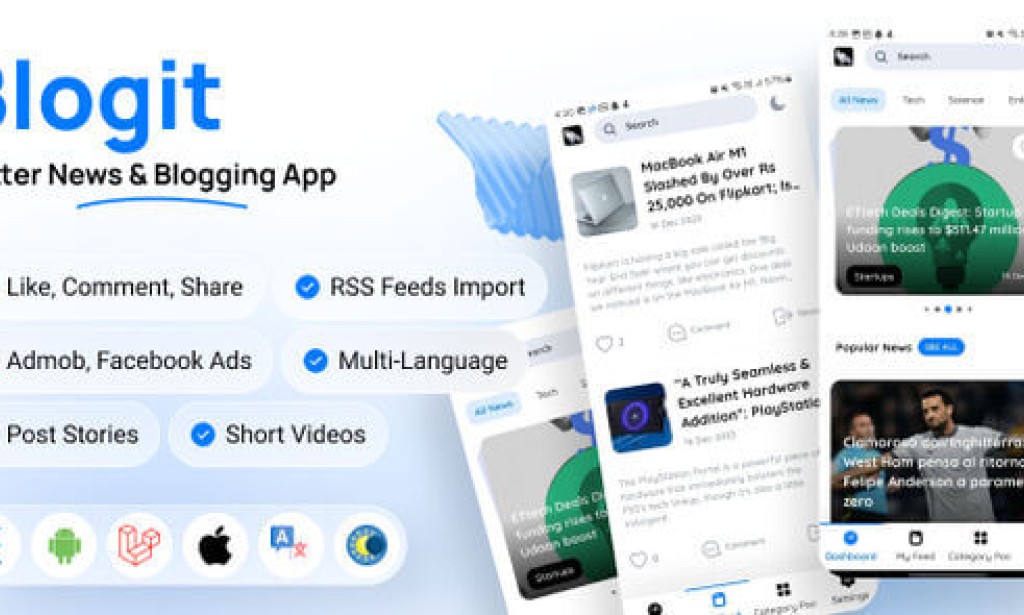 Blogit News App v2.5 – Flutter News App and Website Complete Solution Source