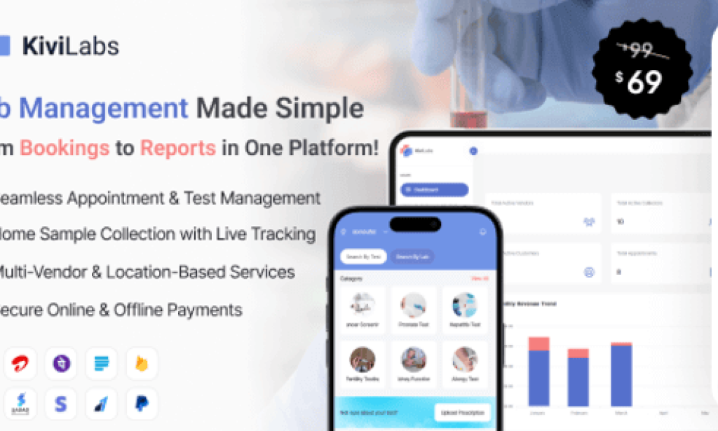 KiviLabs v1.0.1 – All-in-One Lab Management & Test Booking Solution with Multi-Vendor Support