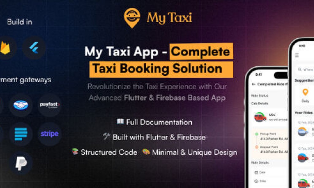 MyTaxi v8.0 – Complete Flutter Taxi Booking, Intercity Ride & Parcel Delivery App with Admin | Uber Clone Source