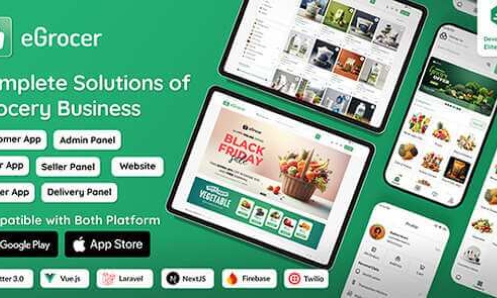 eGrocer v2.1.0 Nulled – Online Multi Vendor Grocery Store, eCommerce Marketplace Flutter Full App with Admin Panel, Web App Source