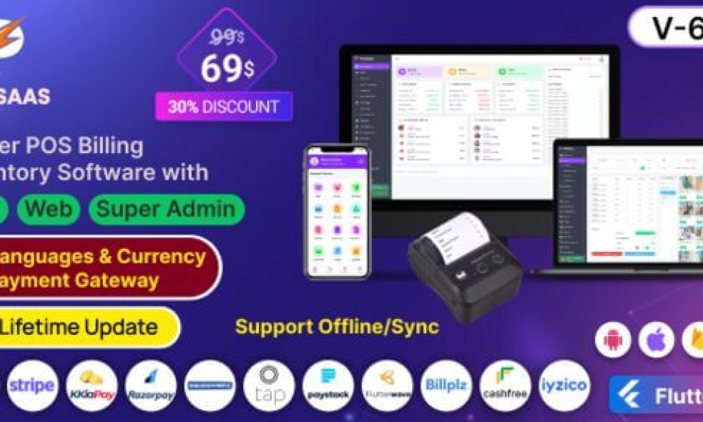 POS SAAS v6.2 Nulled – Flutter POS Billing Inventory Software with HRM App + Web + Super Admin Source