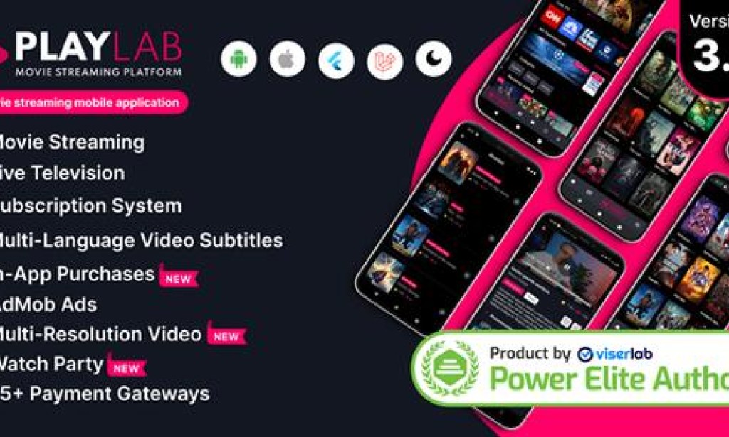 PlayLab v3.2 Nulled – Cross Platform on Demand Movie Streaming Mobile Application Source