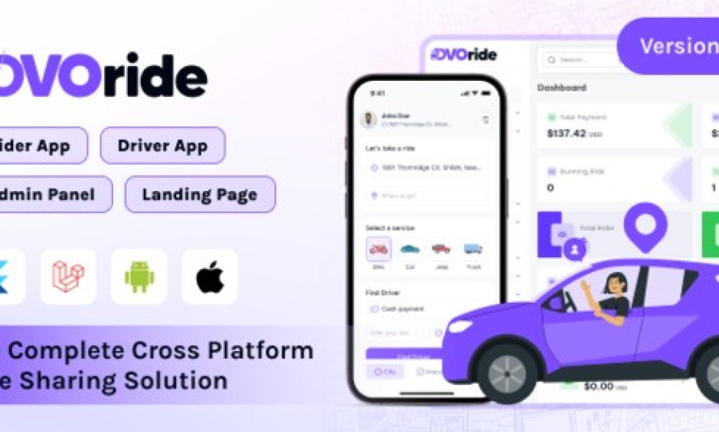 OvoRide v1.4 – Complete Cross Platform Ride Sharing Solution App Source