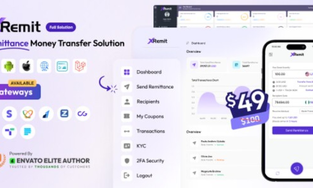 XRemit v2.6.0 Nulled – Remittance Money Transfer Full Solution App and Website Script