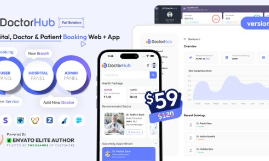 DoctorHub v1.0 – Hospital, Doctor & Patient Booking Full Solution App Source