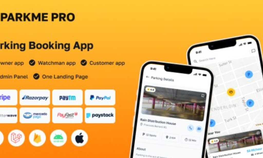 ParkMePRO v1.6 – Flutter Complete Car Parking App with Owner and WatchMan App Source