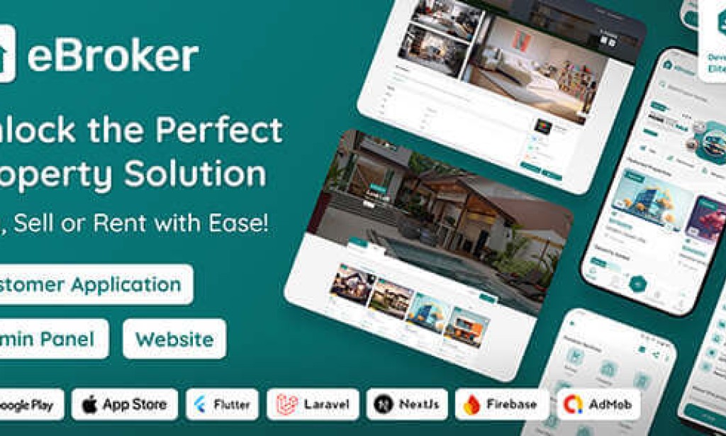 eBroker v1.2.3 Nulled – Real Estate Property Buy-Rent-Sell Flutter App with Laravel Admin Panel Source