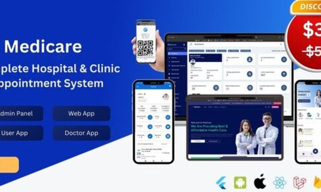 Medicare v1.3.0 – Hospital & Clinic Management and Appointment System with Admin, Web, User, and Doctor Apps Source