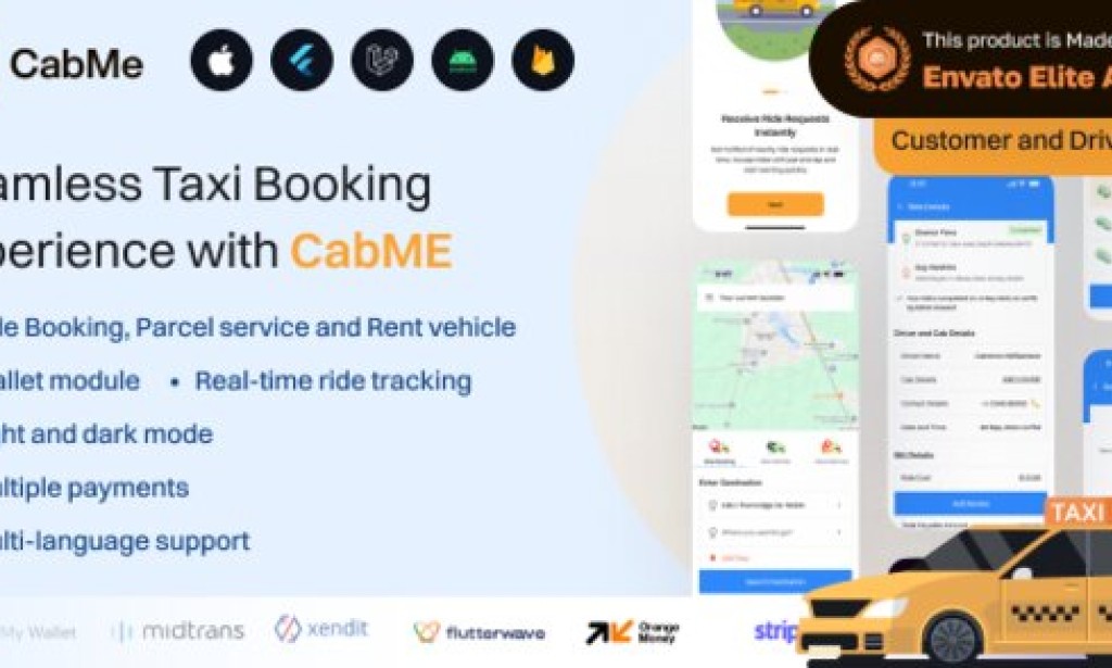 CabME v7.0 – Flutter Complete Taxi Booking Solution App Source