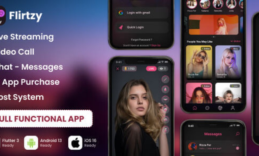 Flirtzy v1.5.0 – Live Streaming, Video Call, Chat, Host, Android, iOS, Node JS, React JS with Backend