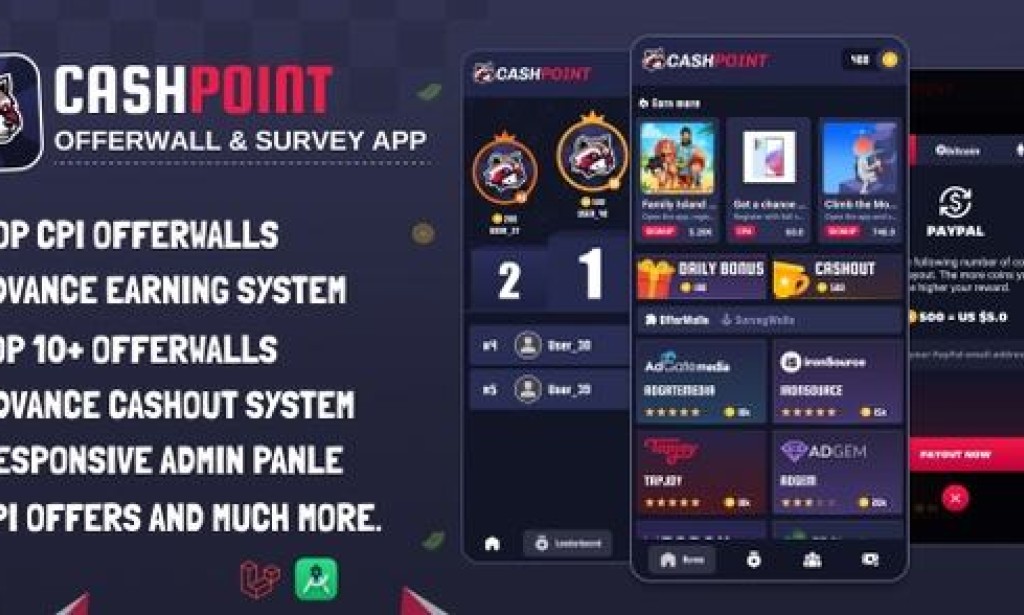 CashPoint v1.8 Nulled – Offers & Survay App with Admin Panel Source