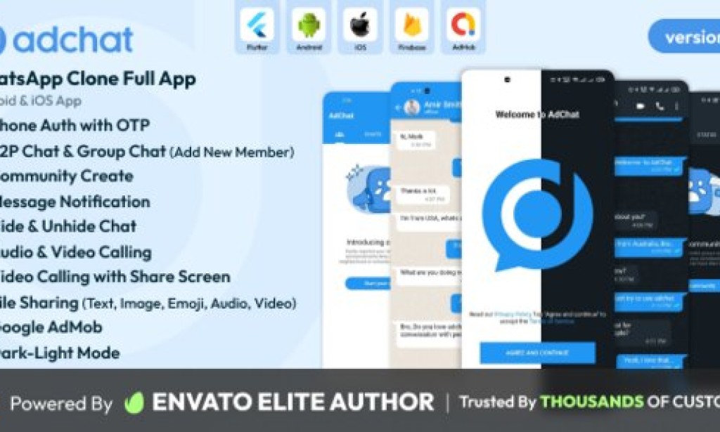 AdChat v3.2.0 – WhatsApp Clone Android & iOS app Source Code