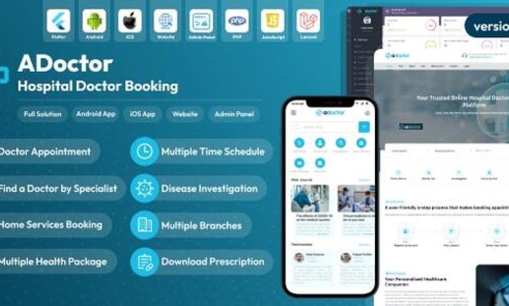 ADoctor v1.4.0 Nulled – Hospital Doctor Booking Android and iOS App | Website | Admin Panel Source