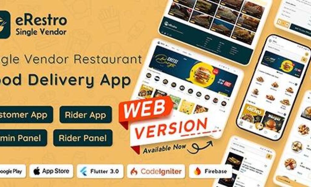 eRestro v1.0.7 Nulled – Single Vendor Restaurant Flutter App | Food Ordering App with Admin Panel | Web Version Source