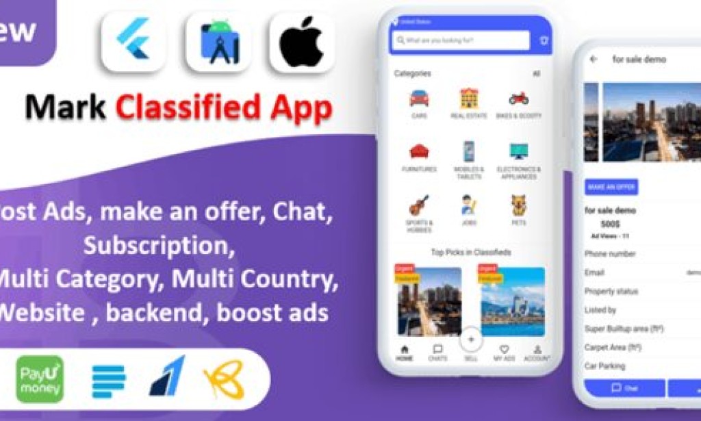 Mark Classified App v6.0 – Classified App | Multi Payment Gateways Integrated | Buy & Sell | Subscription App Source