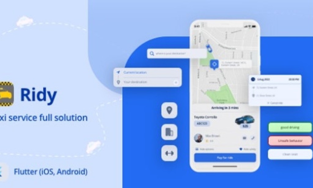 Ridy Flutter v3.1.12 – Full Taxi Solution App Source