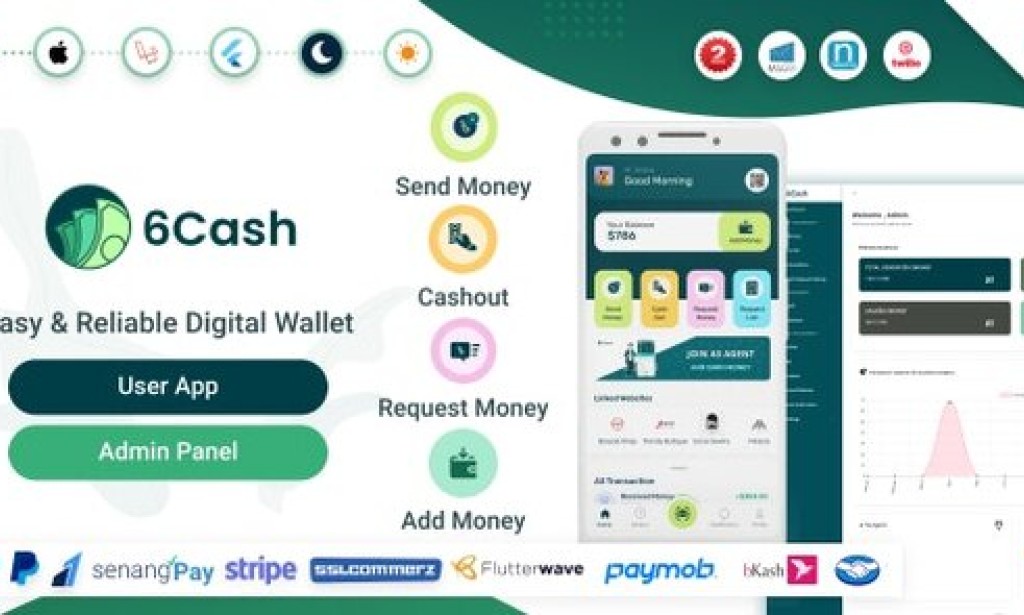 6Cash v4.3 Nulled – Digital Wallet Mobile App with Laravel Admin Panel Source
