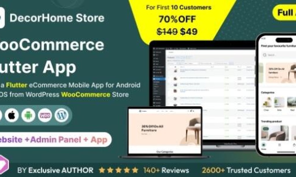DecorHome App v1.0 – Online Furniture Selling in Flutter 3.x (Android, iOS) with WooCommerce Full App Source