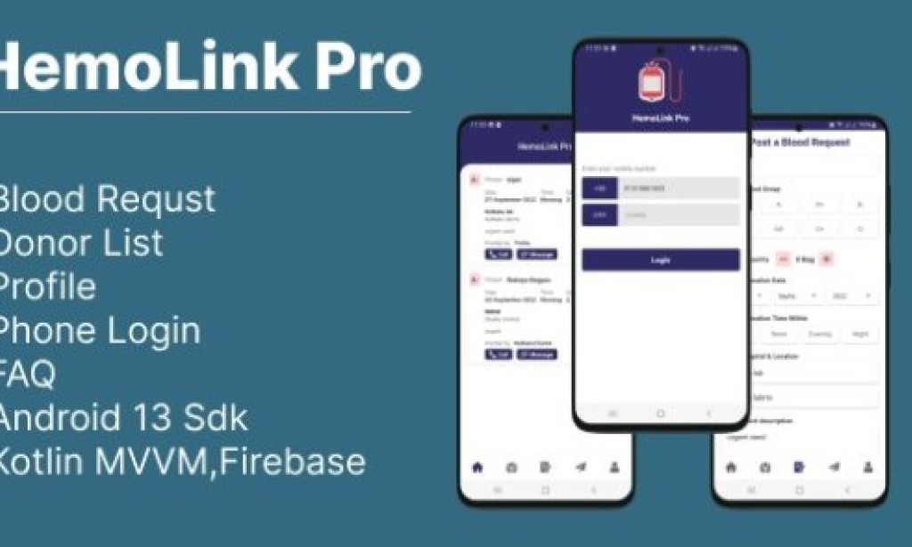HemoLink v1.0 – Nearest Bloodbank, Blood Donor with Firebase App Source
