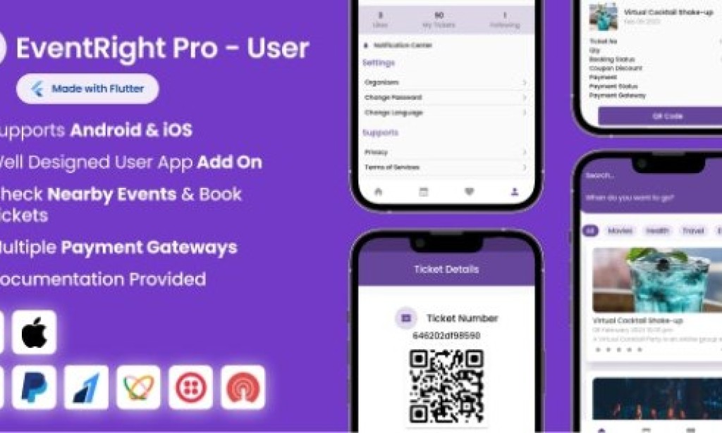 User App for EventRight Pro v1.4.0 – Event Ticket Booking System Source