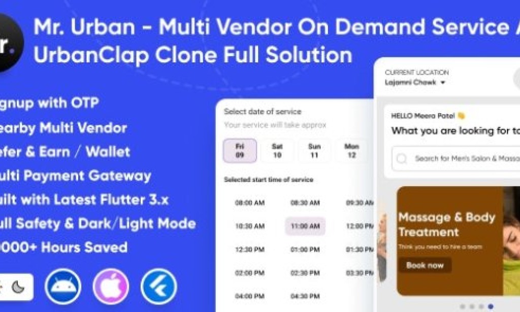 Mr. Urban v1.0 – Multi Vendor On Demand Home Service App | UrbanClap Clone | Android & iOS Full Solution Source