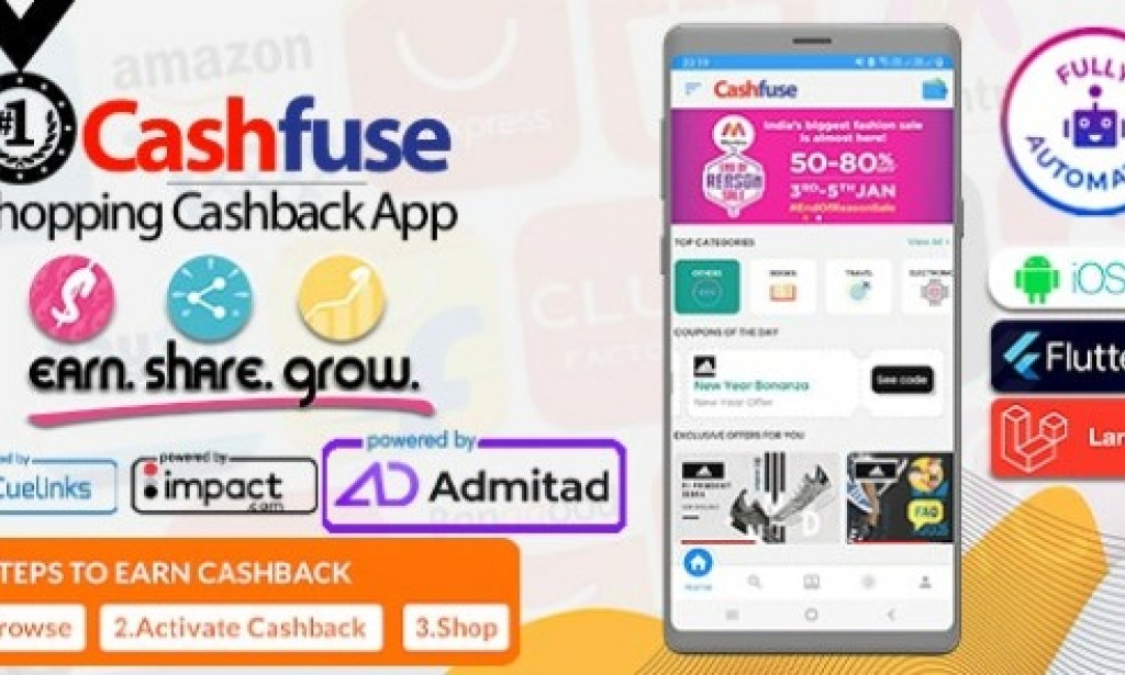 Cashfuse v2.0 – Affiliate Marketing, Price Comparison, Coupons and Cashback App Source