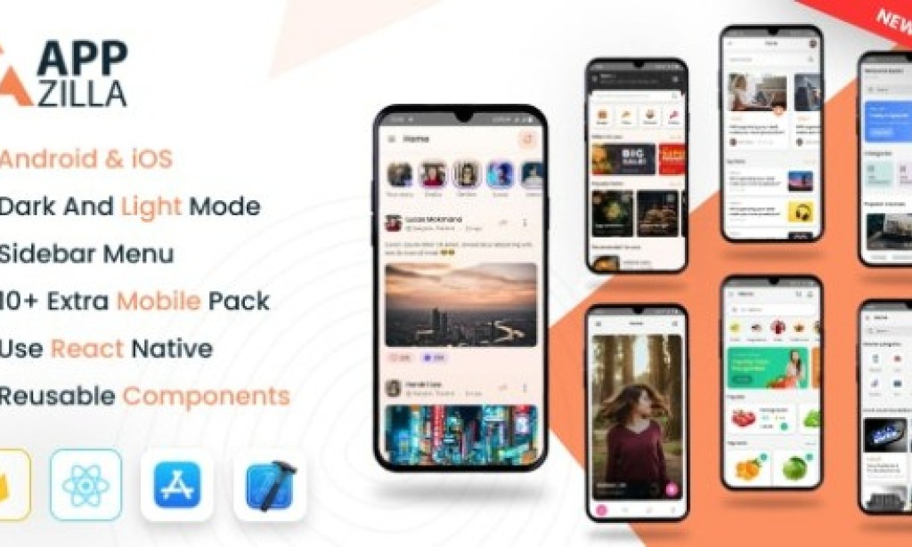 AppZilla v1.3 – Mobile React Native UI KIT Elements Android + iOS App Source
