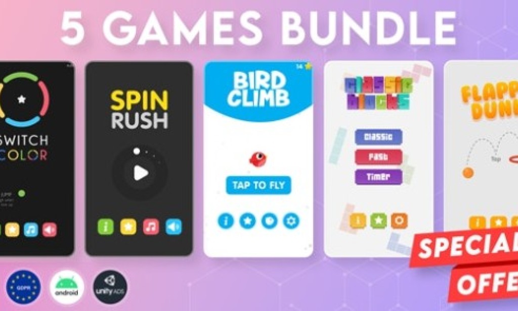 BUNDLE 5 GAMES | Admob + GDPR + Unity Source