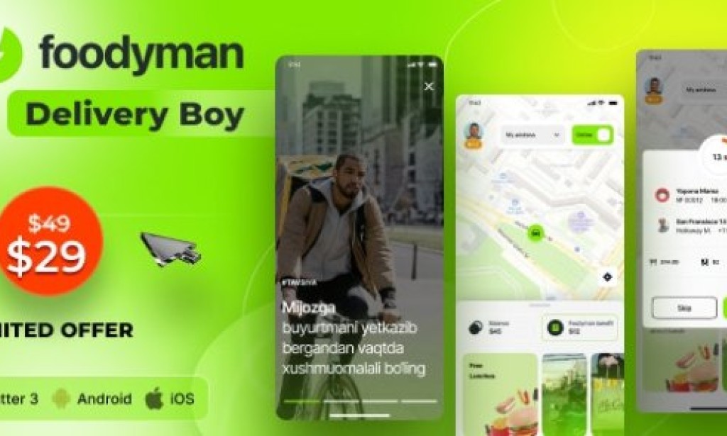 Foodyman v2023-4 – Multi – Restaurant (and Grocery) Delivery App (iOS & Android) Source