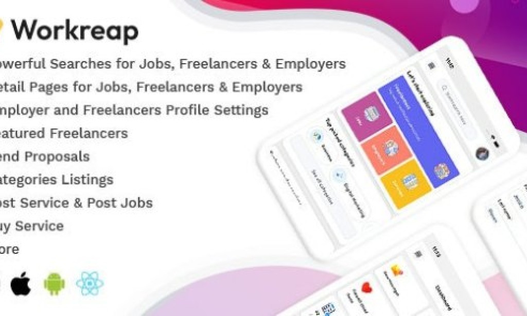 Workreap React Native v2.6 – Android and iOS Mobile App Source