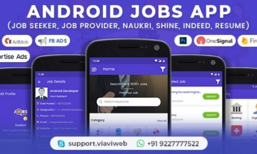 Android Jobs App v1.4 Nulled – (Job Seeker, Job Provider, Naukri, Shine, Indeed, Resume) Source
