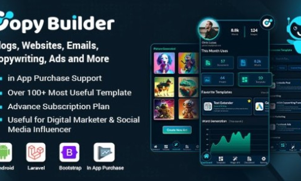 Copy Builder v2.0 Nulled – OpenAI ChatGPT AI Writing Assistant, AI Image Generator, and Content Creator as SaaS App Source