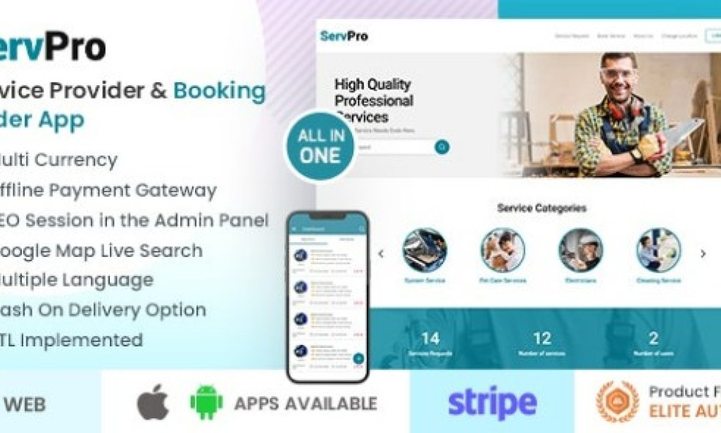 SERVPRO v1.9.9 – On Demand Nearby Service Provider & Booking Finder Application Software (Web+Android+iOS) App Source