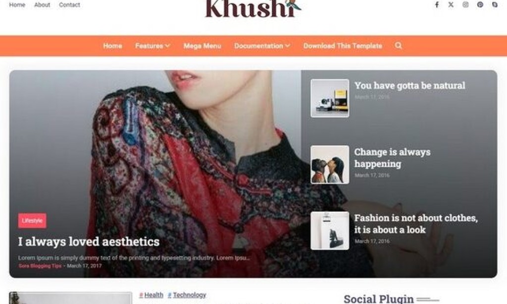 Khushi v1.0 – Personal Blog Blogger Template