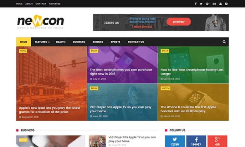Newcon v1.0 – Responsive News/Magazine Blogger Template Free