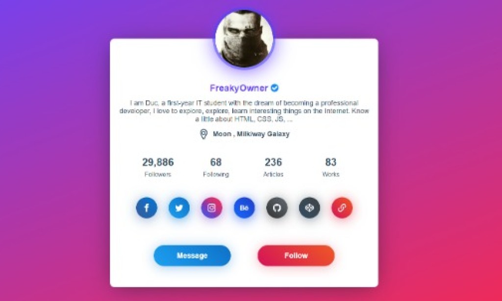 Profile Landing Blogger Template Free