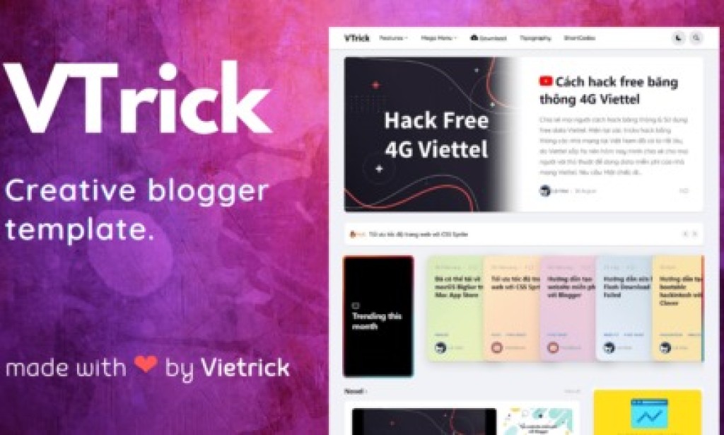 VTrick v1.9.1 – Creative Blogger Template Free