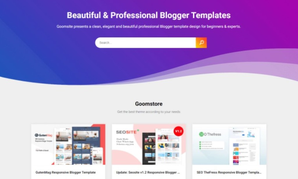 Goomsite Clone Blogger Template (Default, Purple, Blue, Dark) 2020