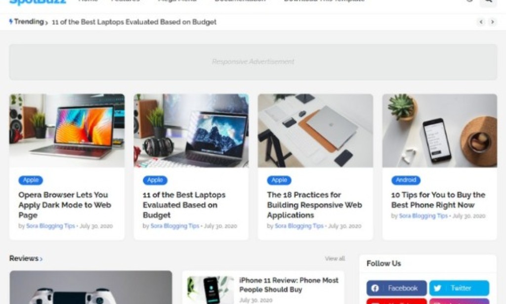 SpotBuzz Blogger Template Free
