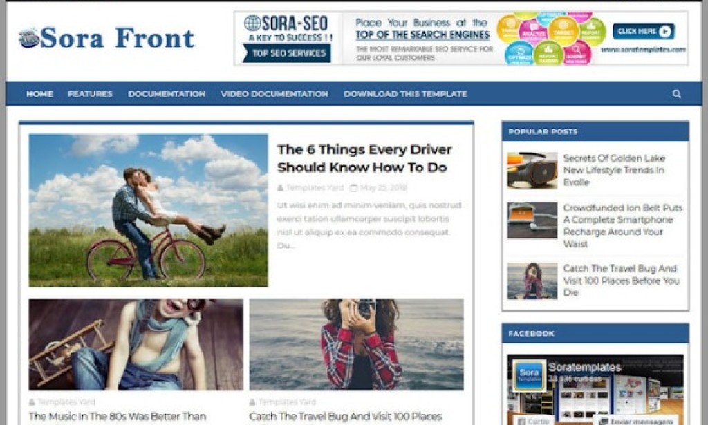 Sora Front Blogger Template Free