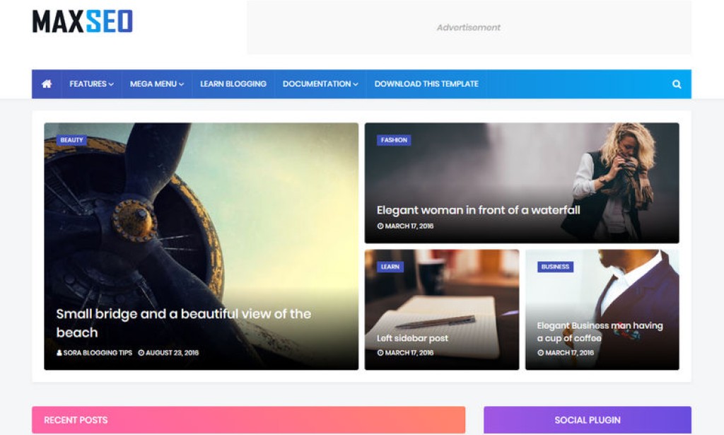 MaxSeo – SEO Friendly Blogger Template Free Download