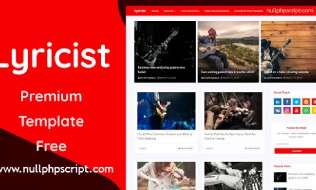 Lyricist v1.0 – (Premium) Blogger Template Free