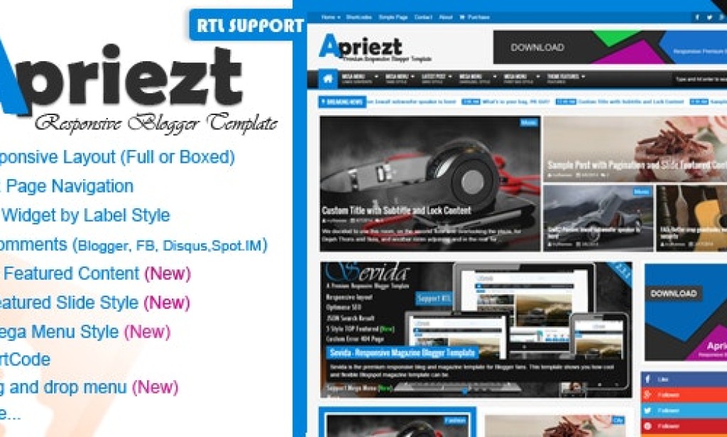 Apriezt v2.3 – Responsive Magazine Blogger Theme Free