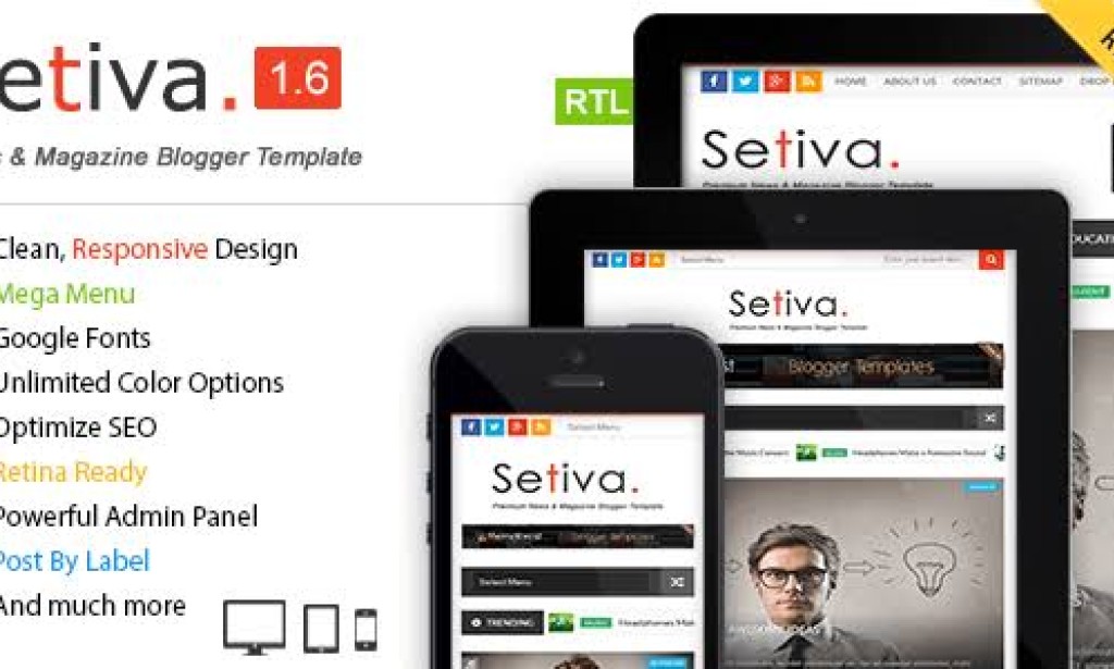 Setiva v1.6 – Responsive Magazine Blogger Template Free
