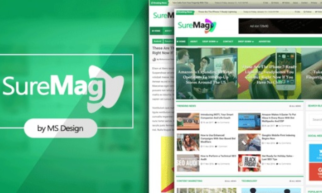 Sure Mag (Premium) Professional Magazine Blogger Template FREE