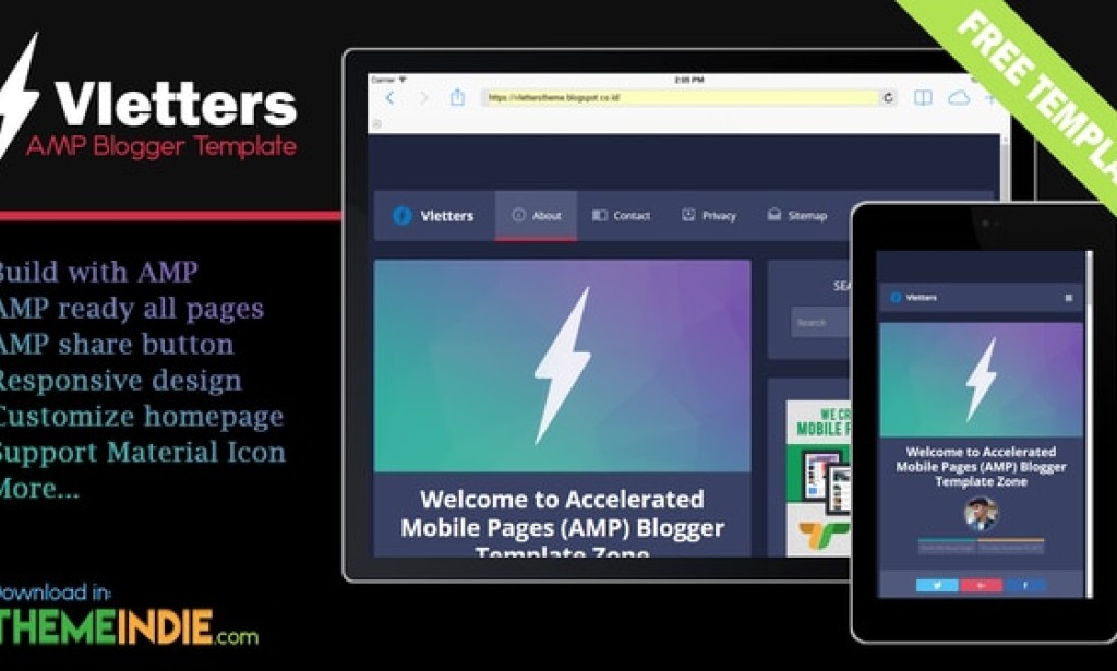 VlettersAMP – Accelerated Mobile Pages (AMP) Blogger Template