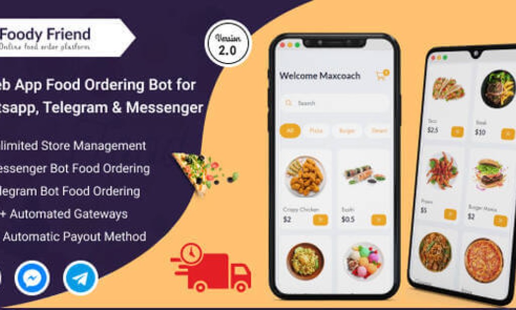 Foody Friend v3.0 – Restaurant Food Ordering Bot for WhatsApp, Telegram, Messenger (SAAS Based) Script